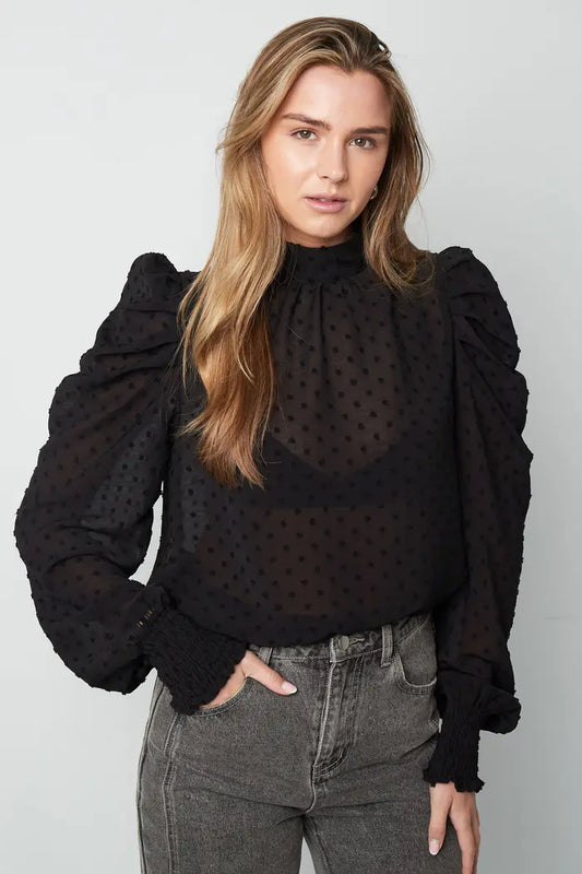 Zwarte blouse met stippen
